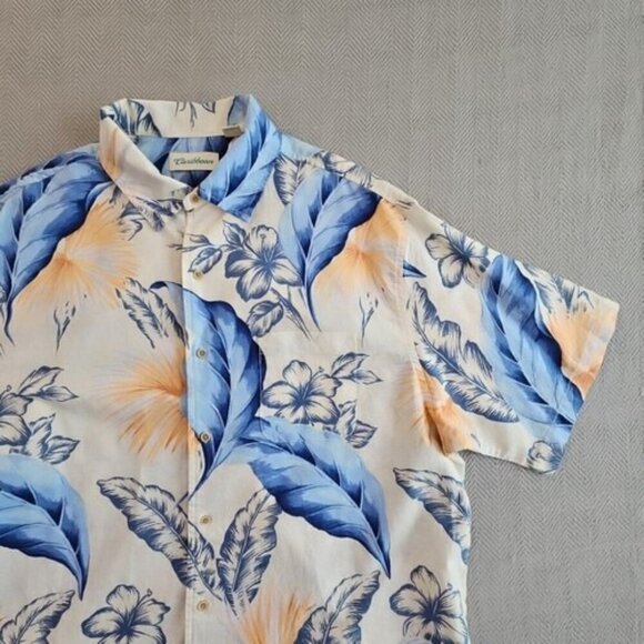 Caribbean Hawaiian Shirt Men's XL Multicolor Linen Blend Button Up S/S Floral - Picture 2 of 14